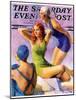 "Three Bathing Beauties," Saturday Evening Post Cover, July 8, 1933-John LaGatta-Mounted Giclee Print