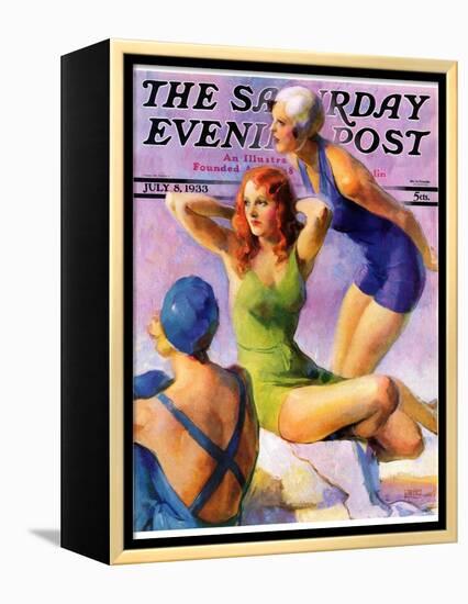 "Three Bathing Beauties," Saturday Evening Post Cover, July 8, 1933-John LaGatta-Framed Premier Image Canvas