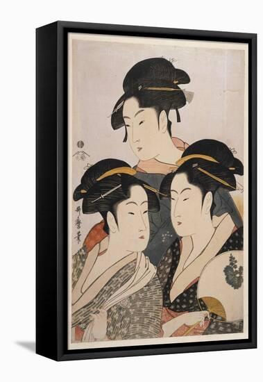 Three Beauties of the Present Day (Toji San Biji)-Kitagawa Utamaro-Framed Premier Image Canvas