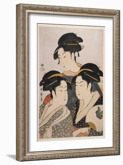 Three Beauties of the Present Day (Toji San Biji)-Kitagawa Utamaro-Framed Giclee Print