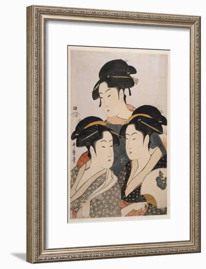 Three Beauties of the Present Day (Toji San Biji)-Kitagawa Utamaro-Framed Giclee Print