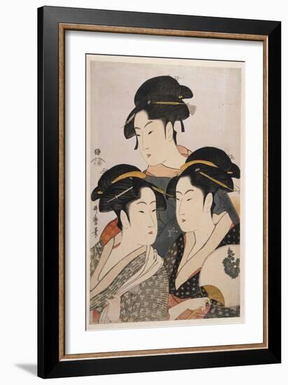 Three Beauties of the Present Day (Toji San Biji)-Kitagawa Utamaro-Framed Giclee Print