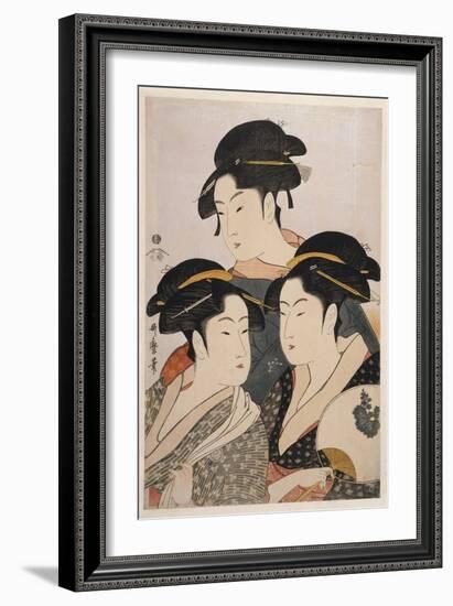 Three Beauties of the Present Day (Toji San Biji)-Kitagawa Utamaro-Framed Giclee Print