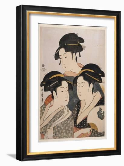 Three Beauties of the Present Day (Toji San Biji)-Kitagawa Utamaro-Framed Giclee Print