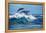 Three Beautiful Dolphins Jumping over Breaking Waves. Hawaii Pacific Ocean Wildlife Scenery. Marine-Willyam Bradberry-Framed Premier Image Canvas