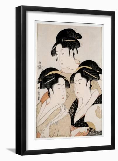 Three Beautifuls of Our Time. Japanese Print, Style Ukiyo-E, C.1794 (Print)-Kitagawa Utamaro-Framed Giclee Print