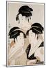 Three Beautifuls of Our Time. Japanese Print, Style Ukiyo-E, C.1794 (Print)-Kitagawa Utamaro-Mounted Giclee Print