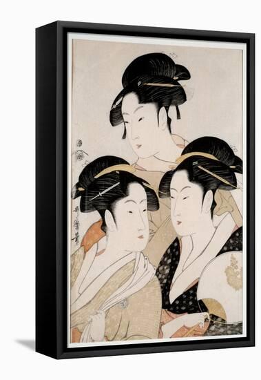 Three Beautifuls of Our Time. Japanese Print, Style Ukiyo-E, C.1794 (Print)-Kitagawa Utamaro-Framed Premier Image Canvas