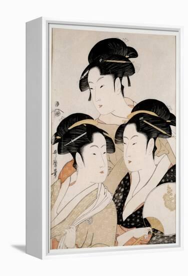 Three Beautifuls of Our Time. Japanese Print, Style Ukiyo-E, C.1794 (Print)-Kitagawa Utamaro-Framed Premier Image Canvas