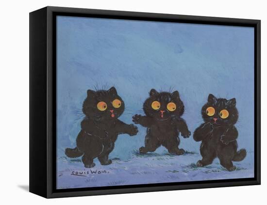 Three Black Kittens (Gouache on Paper)-Louis Wain-Framed Premier Image Canvas