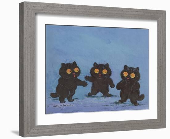 Three Black Kittens (Gouache on Paper)-Louis Wain-Framed Giclee Print