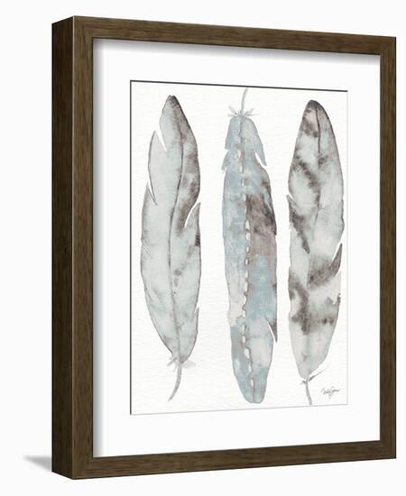 Three Blue Feathers-Nola James-Framed Art Print