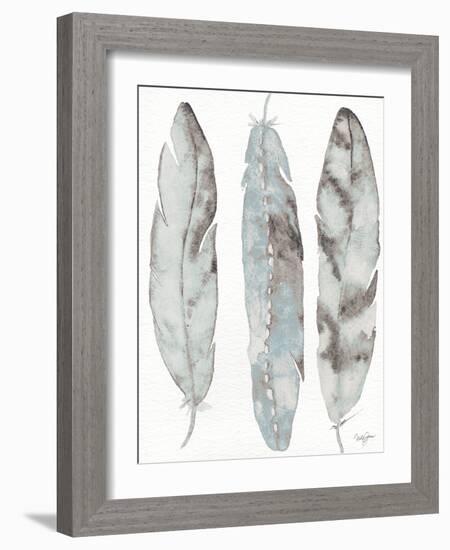 Three Blue Feathers-Nola James-Framed Art Print