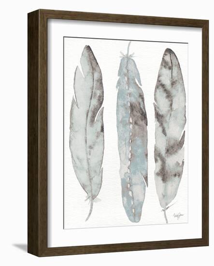Three Blue Feathers-Nola James-Framed Art Print