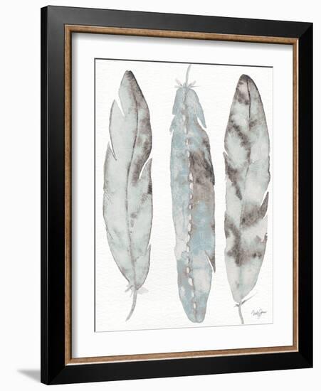 Three Blue Feathers-Nola James-Framed Art Print