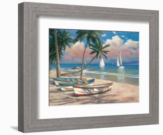 Three Boats on Beach-Tan Chun-Framed Art Print