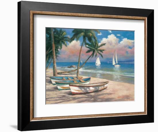 Three Boats on Beach-Tan Chun-Framed Art Print