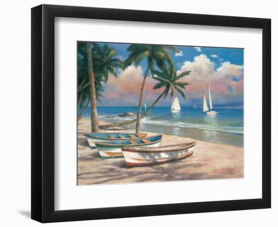 Three Boats on Beach-Tan Chun-Framed Art Print