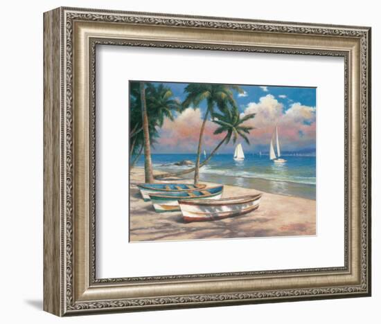 Three Boats on Beach-Tan Chun-Framed Art Print