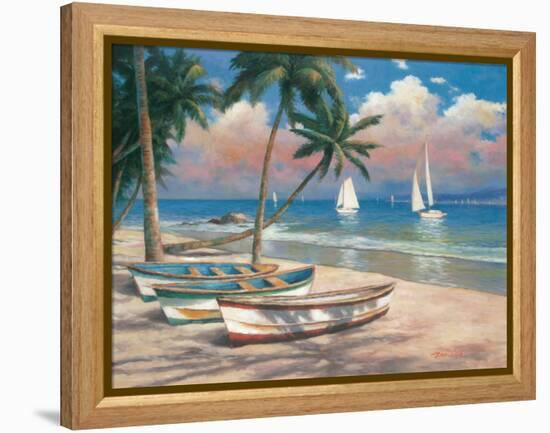 Three Boats on Beach-Tan Chun-Framed Stretched Canvas