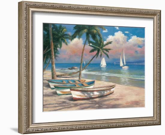 Three Boats on Beach-Tan Chun-Framed Art Print