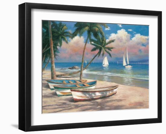 Three Boats on Beach-Tan Chun-Framed Art Print