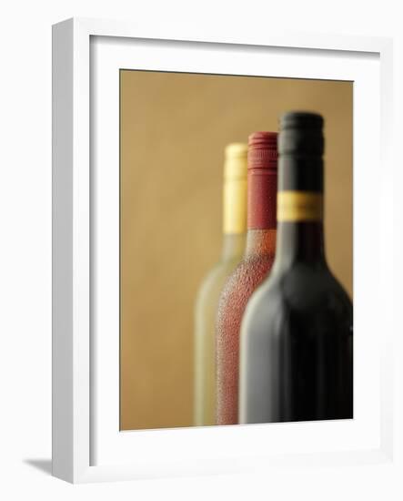 Three Bottles of Wine: Red Wine, Rose Wine and White Wine-Ian Garlick-Framed Photographic Print