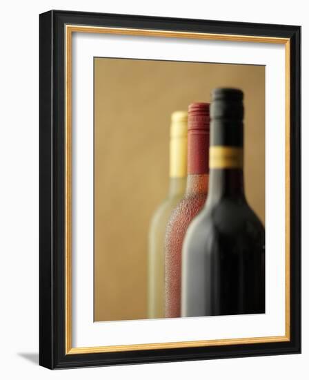 Three Bottles of Wine: Red Wine, Rose Wine and White Wine-Ian Garlick-Framed Photographic Print