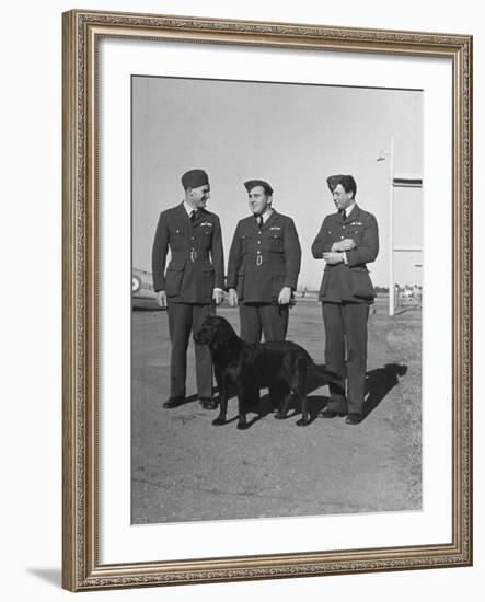 Three British R.A.F. Officers: R.E. Dupont, R.H. Waterhouse and Mellor Chatting at Camp Borden-John Phillips-Framed Premium Photographic Print