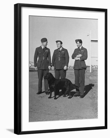 Three British R.A.F. Officers: R.E. Dupont, R.H. Waterhouse and Mellor Chatting at Camp Borden-John Phillips-Framed Premium Photographic Print
