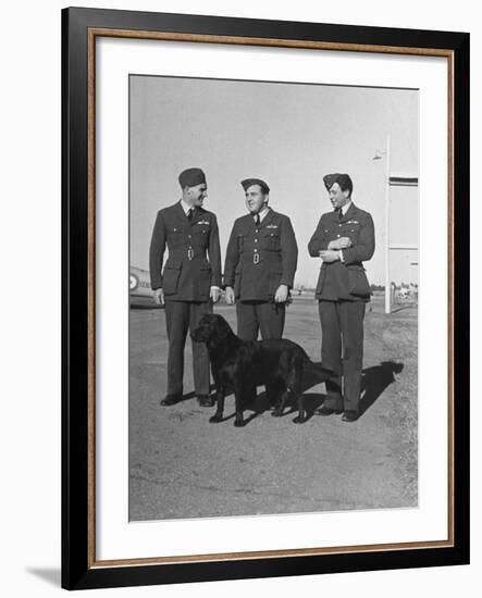 Three British R.A.F. Officers: R.E. Dupont, R.H. Waterhouse and Mellor Chatting at Camp Borden-John Phillips-Framed Premium Photographic Print