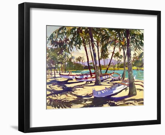 Three Canoes and Palm Shadows-Darrell Hill-Framed Premium Giclee Print