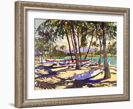 Three Canoes and Palm Shadows-Darrell Hill-Framed Giclee Print