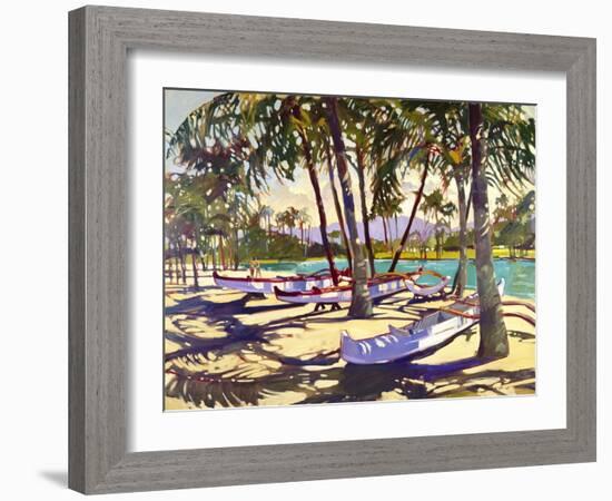 Three Canoes and Palm Shadows-Darrell Hill-Framed Giclee Print