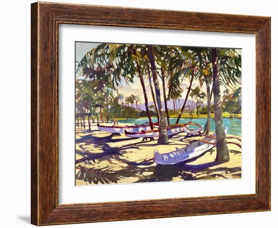 Three Canoes and Palm Shadows-Darrell Hill-Framed Giclee Print