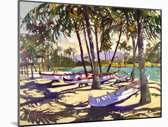 Three Canoes and Palm Shadows-Darrell Hill-Mounted Giclee Print