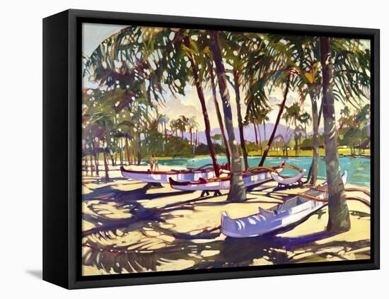 Three Canoes and Palm Shadows-Darrell Hill-Framed Premier Image Canvas