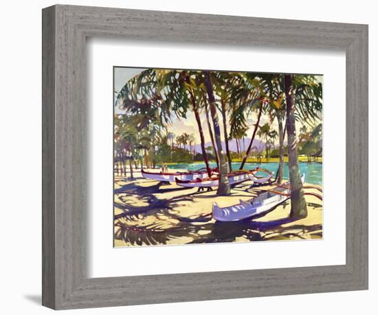 Three Canoes and Palm Shadows-Darrell Hill-Framed Giclee Print