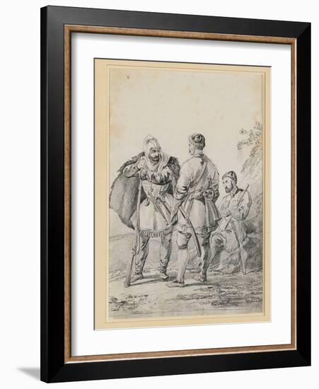 Three Caucasian Men in Conversation-Alexander Orlowski-Framed Giclee Print