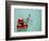 Three Cherries on a Green Background-Karen M^ Romanko-Framed Photographic Print