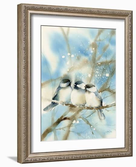 Three Chickadees-Katrina Pete-Framed Art Print