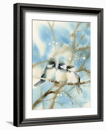 Three Chickadees-Katrina Pete-Framed Art Print