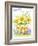 Three chicks with Daffodils and Egg-MAKIKO-Framed Giclee Print