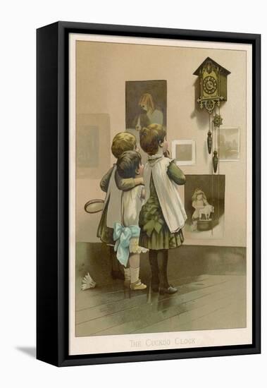 Three Children Break off from Their Game of Battledore and Shuttlecock to Admire the Cuckoo Clock-Harriet M. Bennett-Framed Premier Image Canvas