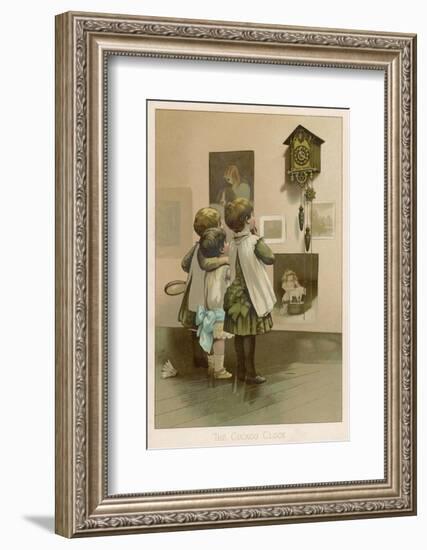 Three Children Break off from Their Game of Battledore and Shuttlecock to Admire the Cuckoo Clock-Harriet M. Bennett-Framed Photographic Print