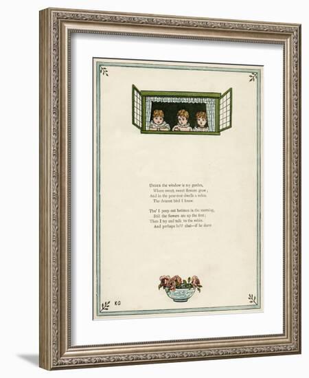 Three Children Looking Out of a Window-Kate Greenaway-Framed Art Print