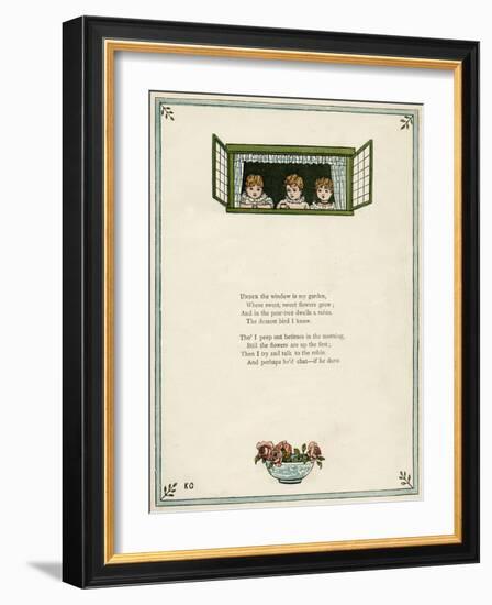 Three Children Looking Out of a Window-Kate Greenaway-Framed Art Print