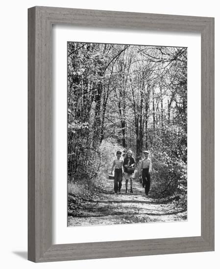 Three Children on Their Way to School During the Last Week-Thomas D^ Mcavoy-Framed Photographic Print