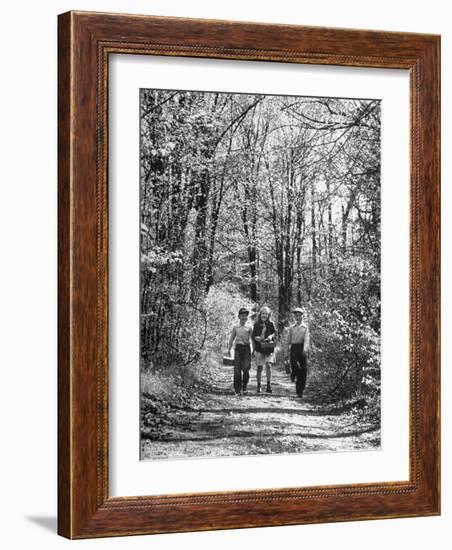 Three Children on Their Way to School During the Last Week-Thomas D^ Mcavoy-Framed Photographic Print