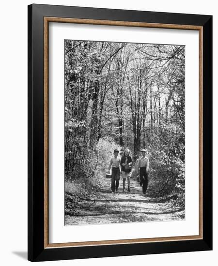Three Children on Their Way to School During the Last Week-Thomas D^ Mcavoy-Framed Photographic Print